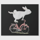 Cute Bunny Rabbit on Bike Cycling Bicycle Cadeaupapier (Vlak)