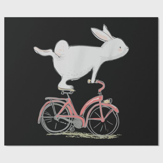 Cute Bunny Rabbit on Bike Cycling Bicycle Cadeaupapier (Vlak)