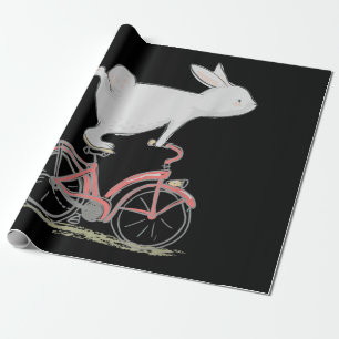 Cute Bunny Rabbit on Bike Cycling Bicycle Cadeaupapier