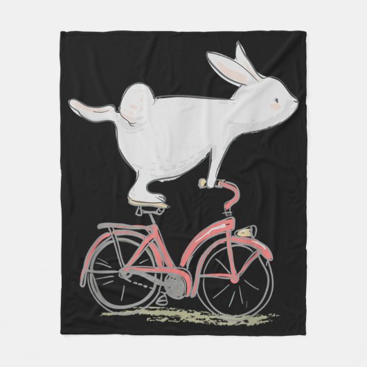 Cute Bunny Rabbit on Bike Cycling Bicycle Fleece Deken (Voorkant)