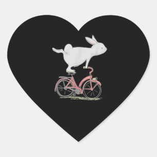 Cute Bunny Rabbit on Bike Cycling Bicycle Hart Sticker