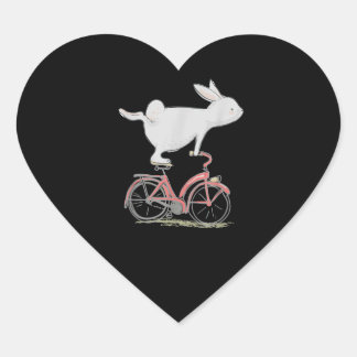 Cute Bunny Rabbit on Bike Cycling Bicycle Hart Sticker