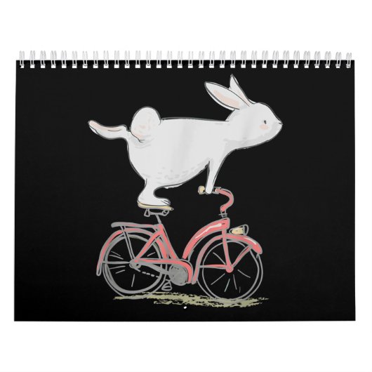 Cute Bunny Rabbit on Bike Cycling Bicycle Kalender (Hoes)