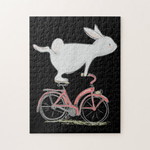 Cute Bunny Rabbit on Bike Cycling Bicycle Legpuzzel