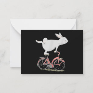 Cute Bunny Rabbit on Bike Cycling Bicycle Notitiekaartje
