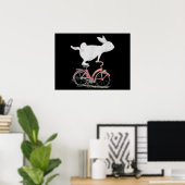 Cute Bunny Rabbit on Bike Cycling Bicycle Poster (Thuiskantoor)