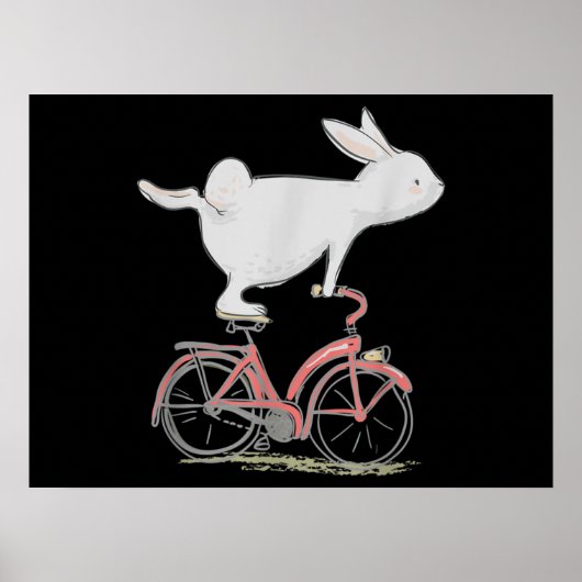 Cute Bunny Rabbit on Bike Cycling Bicycle Poster (Voorkant)
