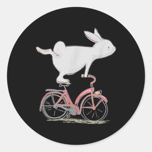 Cute Bunny Rabbit on Bike Cycling Bicycle Ronde Sticker (Voorkant)