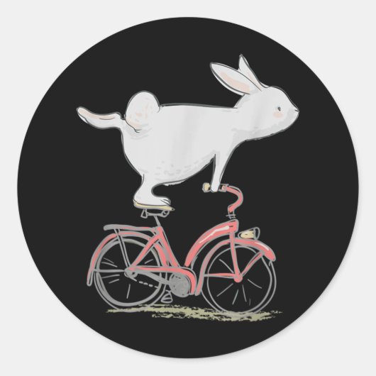 Cute Bunny Rabbit on Bike Cycling Bicycle Ronde Sticker (Voorkant)