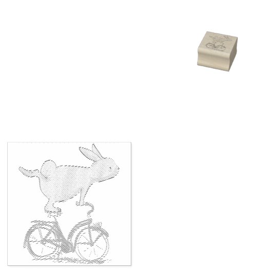 Cute Bunny Rabbit on Bike Cycling Bicycle Rubberstempel (Gestempeld)