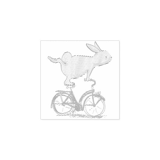 Cute Bunny Rabbit on Bike Cycling Bicycle Rubberstempel (Afrduk)