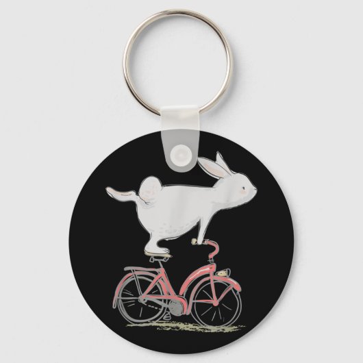 Cute Bunny Rabbit on Bike Cycling Bicycle Sleutelhanger (Voorkant)