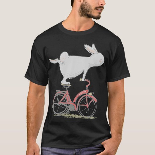 Cute Bunny Rabbit on Bike Cycling Bicycle T-Shir T-shirt (Voorkant)