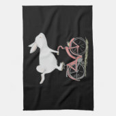 Cute Bunny Rabbit on Bike Cycling Bicycle Theedoek (Verticaal)