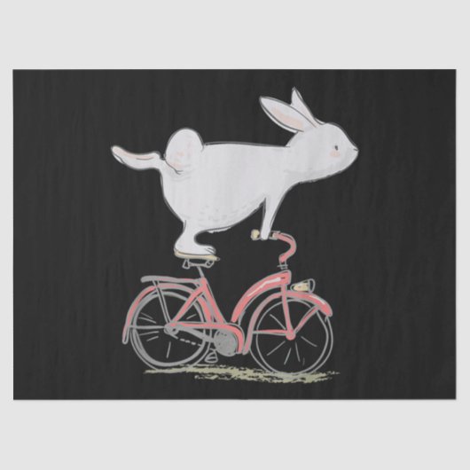 Cute Bunny Rabbit on Bike Cycling Bicycle Tissuepapier (Voorkant)
