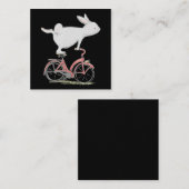 Cute Bunny Rabbit on Bike Cycling Bicycle Vierkante Visitekaartje (Voorkant / Achterkant)