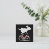 Cute Bunny Rabbit on Bike Cycling Bicycle Vierkante Visitekaartje (Staand voorkant)