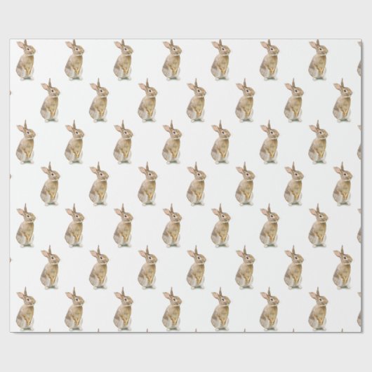 Cute Bunny Rabbit on White Cadeaupapier (Vlak)