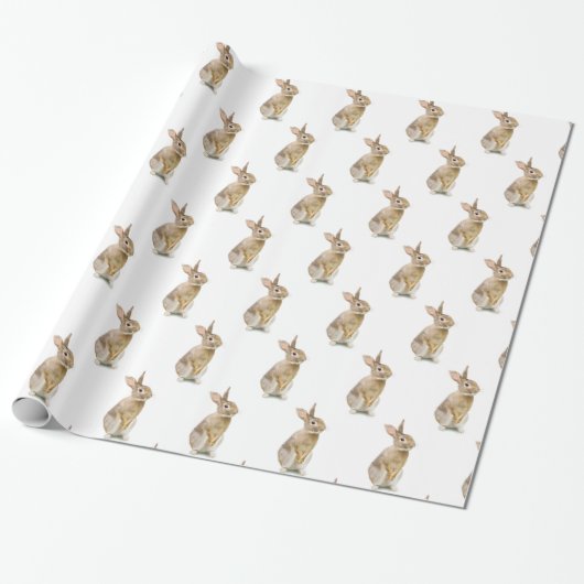 Cute Bunny Rabbit on White Cadeaupapier (Uitgerold)