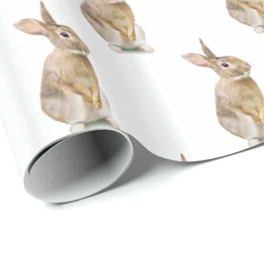 Cute Bunny Rabbit on White Cadeaupapier (Rol Hoek)