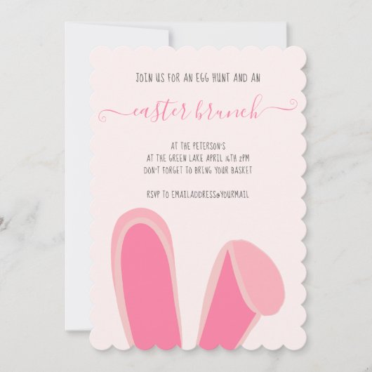Cute bunny rabbit ors pink easter brunch egg hunte kaart (Voorkant)