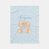 Cute Bunny Rabbit Pastel Blue Polka Dots Kinder Fleece Deken (Voorkant)