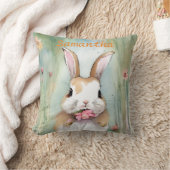 Cute Bunny Rabbit Pastel Waterverf Spring Flowers Kussen (Deken)