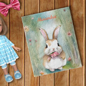Cute Bunny Rabbit Pastel Waterverf Spring Flowers Legpuzzel