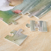 Cute Bunny Rabbit Pastel Waterverf Spring Flowers Legpuzzel (Zijkant)