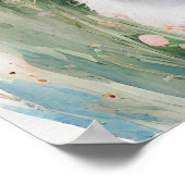 Cute Bunny Rabbit Pastel Waterverf Spring Flowers Poster (Hoek)