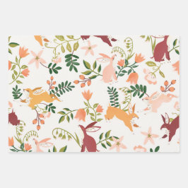 Cute Bunny Rabbit Pattern Design Inpakpapier Vel