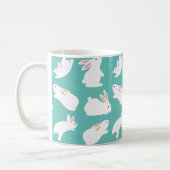 Cute Bunny Rabbit Pattern on Teal Koffiemok (Links)