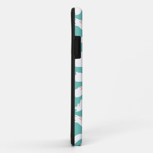 Cute Bunny Rabbit Pattern op Blauwgroen Monogram Case-Mate iPhone Case (Achterkant/rechts)