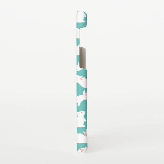 Cute Bunny Rabbit Pattern op Blauwgroen Monogram Samsung Galaxy Hoesje (Linkerkant)