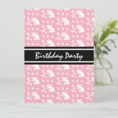 Cute Bunny Rabbit Pattern Pink and White Kaart (Staand voorkant)