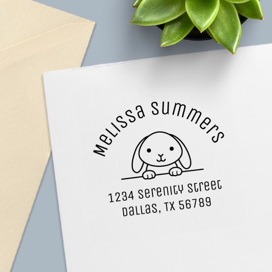 Cute Bunny Rabbit Peeking Arch Adres 2 Zelfinktende Stempel