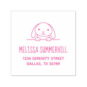 Cute Bunny Rabbit Peeking Bovenaan adres 2 Zelfinktende Stempel (Design)