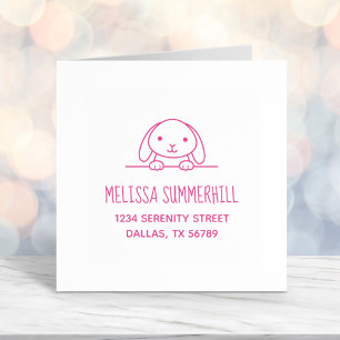 Cute Bunny Rabbit Peeking Bovenaan adres 2 Zelfinktende Stempel