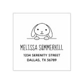 Cute Bunny Rabbit Peeking bovenaan adres Rubberstempel (Afrduk)