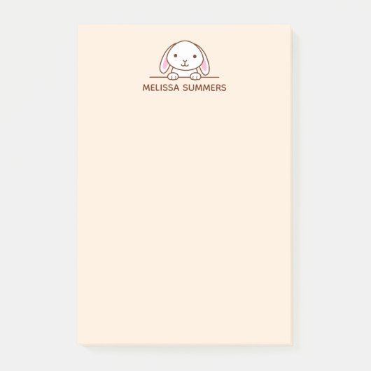 Cute Bunny Rabbit Peking boven Custom Name Post-it® Notes (Voorkant)