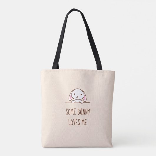 Cute Bunny Rabbit Peking boven Quote Tote Bag (Achterkant)