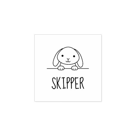 Cute Bunny Rabbit Peking Custom Name 2 Rubberstempel (Afrduk)