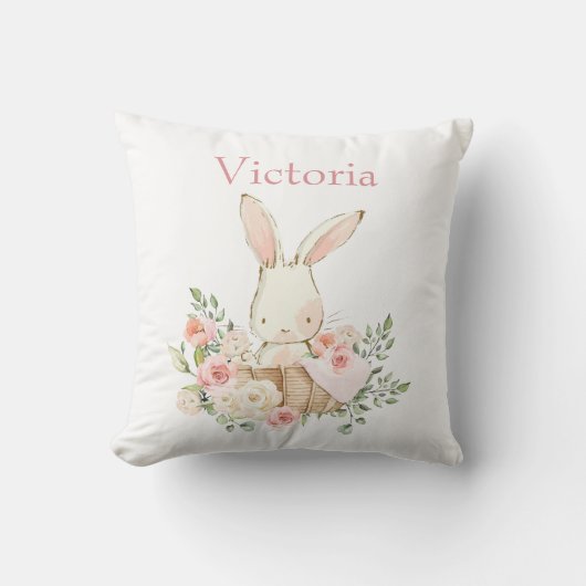 Cute Bunny Rabbit Personalized Modern Baby Kussen (Voorkant)