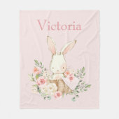 Cute Bunny Rabbit Personalized Modern Pink Fleece Deken (Voorkant)