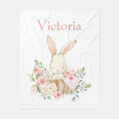 Cute Bunny Rabbit Personalized White Modern Fleece Deken (Voorkant)