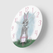 Cute Bunny Rabbit Persoonlijke  Ronde Klok (Hoek)