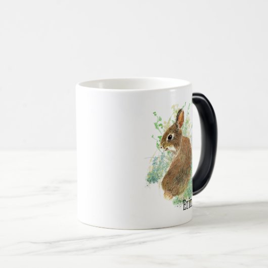 Cute Bunny Rabbit Pet Animal Custom Name Coffee Magische Mok (Voorkant rechts)