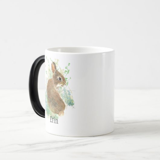 Cute Bunny Rabbit Pet Animal Custom Name Coffee Magische Mok (Voorkant links)