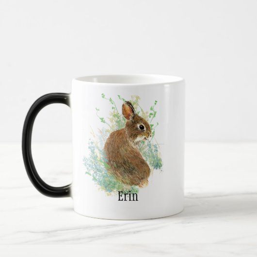 Cute Bunny Rabbit Pet Animal Custom Name Coffee Magische Mok (Links)