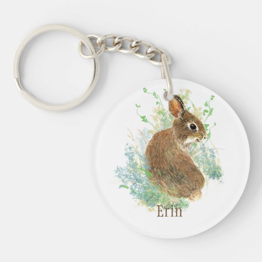 Cute Bunny Rabbit Pet Animal Custom Name Hoodie Bu Sleutelhanger (Voorkant)